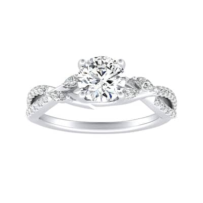 Auriya Infinity Round 1/2ct Moissanite and 1/8ctw Diamond Engagement Ring 14K Gold