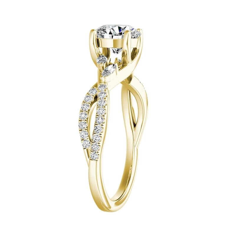 Auriya Infinity Round 1/2ct Moissanite and 1/8ctw Diamond Engagement Ring 14K Gold