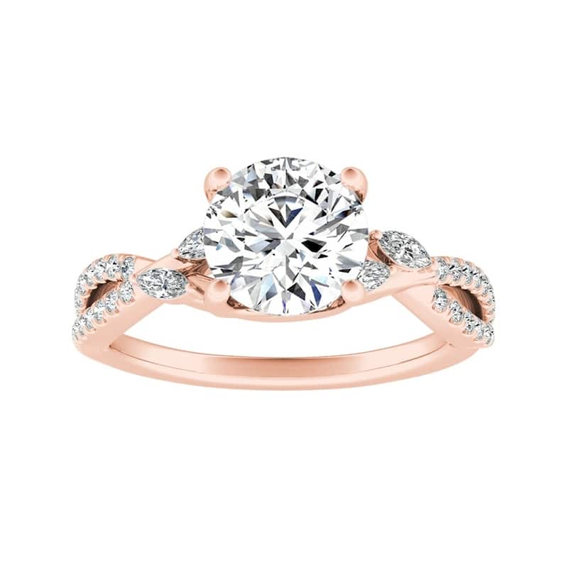 Auriya Infinity Round 2ct Moissanite and 1/8ctw Diamond Engagement Ring 14K Gold