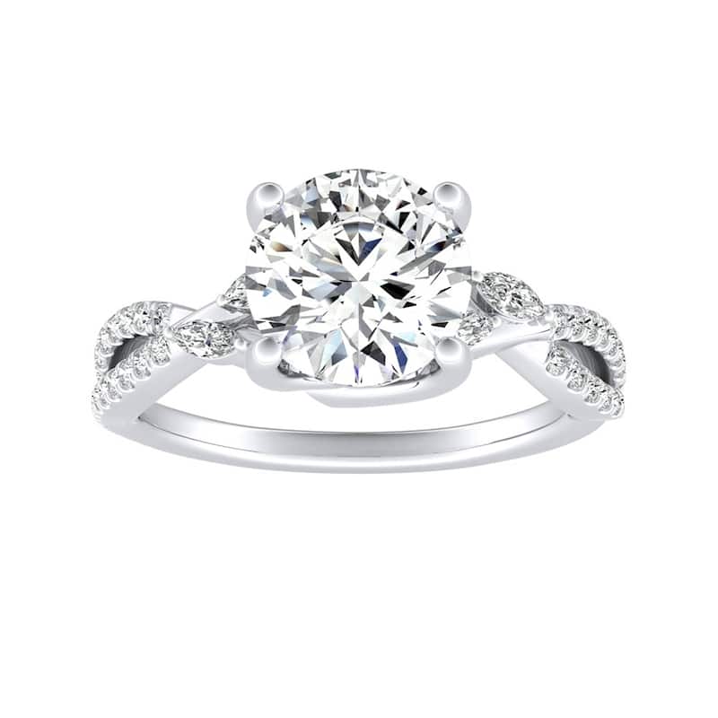 Auriya Infinity Round 2ct Moissanite and 1/8ctw Diamond Engagement Ring 14K Gold