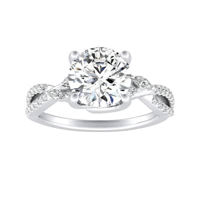 Auriya Infinity Round 2ct Moissanite and 1/8ctw Diamond Engagement Ring 14K Gold