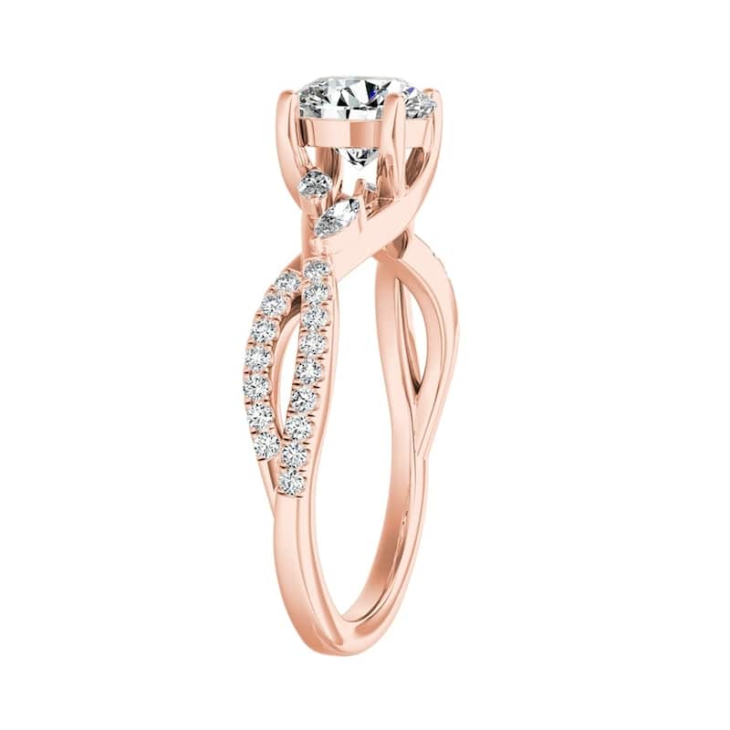 Auriya Infinity Round 2ct Moissanite and 1/8ctw Diamond Engagement Ring 14K Gold