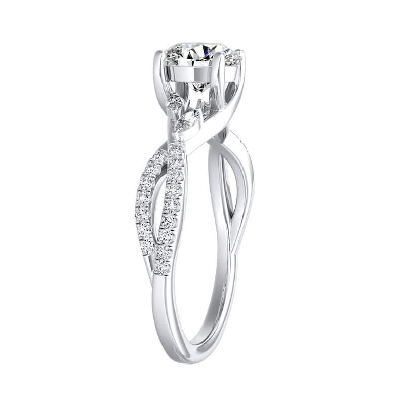 Auriya Infinity Round 2ct Moissanite and 1/8ctw Diamond Engagement Ring 14K Gold