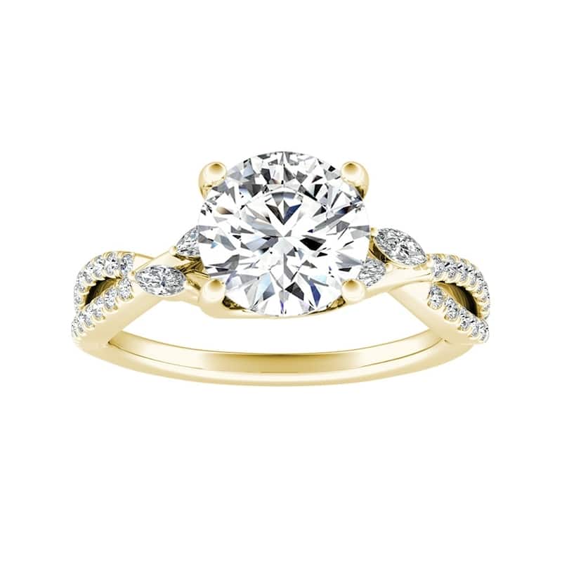 Auriya Infinity Round 2ct Moissanite and 1/8ctw Diamond Engagement Ring 14K Gold