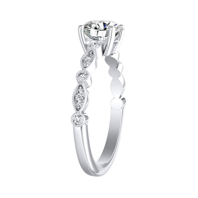 Auriya 14k Gold Vintage 4ct Round Moissanite Engagement Ring