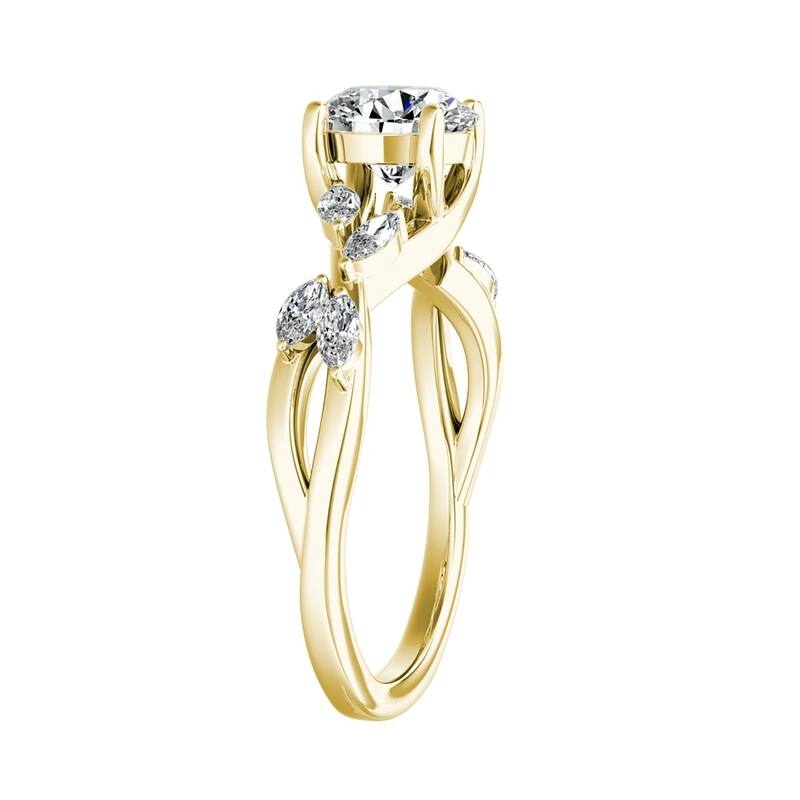 Auriya 14k Gold Vintage Floral 2 1/2ct Moissanite and 1/3ctw Marquise Diamond Engagement Ring