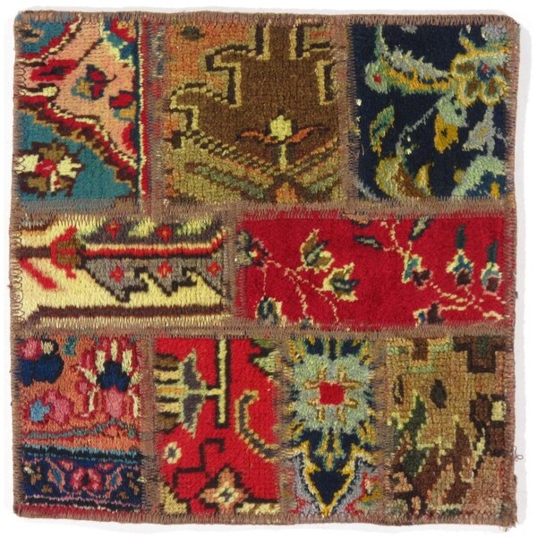 Pasargad DC Persian Patch Decorative Hand-Knotted Area Rug - 1'4" X 1'4"
