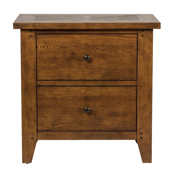 Shop Hearthstone Rustic Oak Slate Nightstand Overstock 21531837