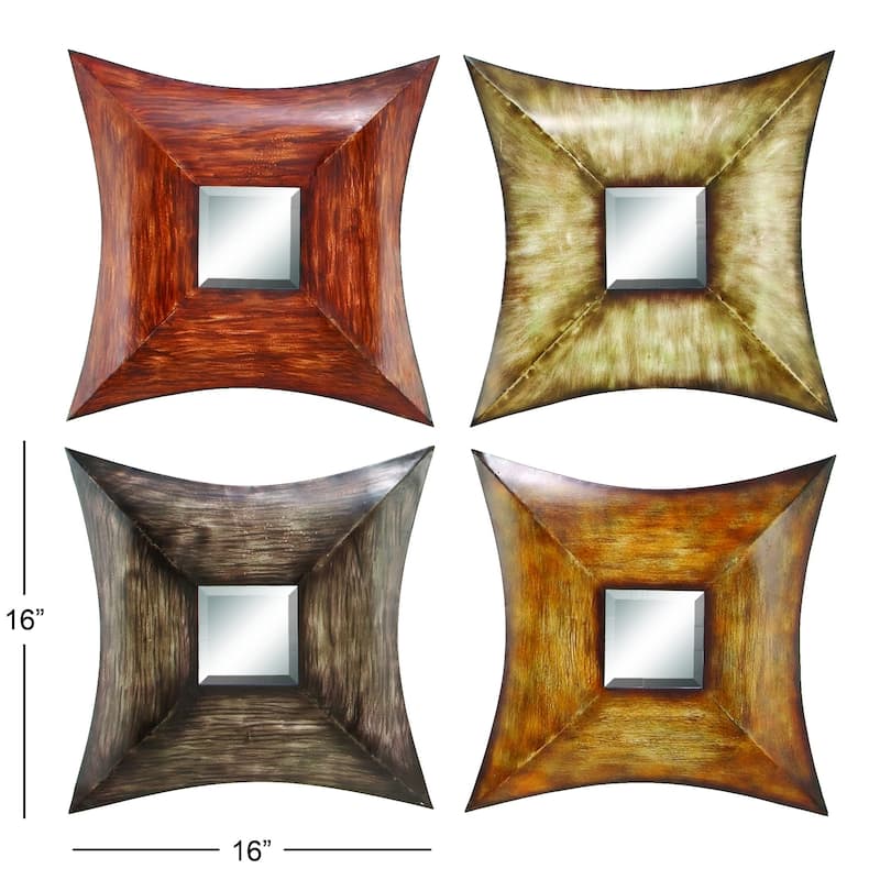Multi Metal Rustic Wall Mirror Set of 4 16 x 16 x 1 - 16 X 16