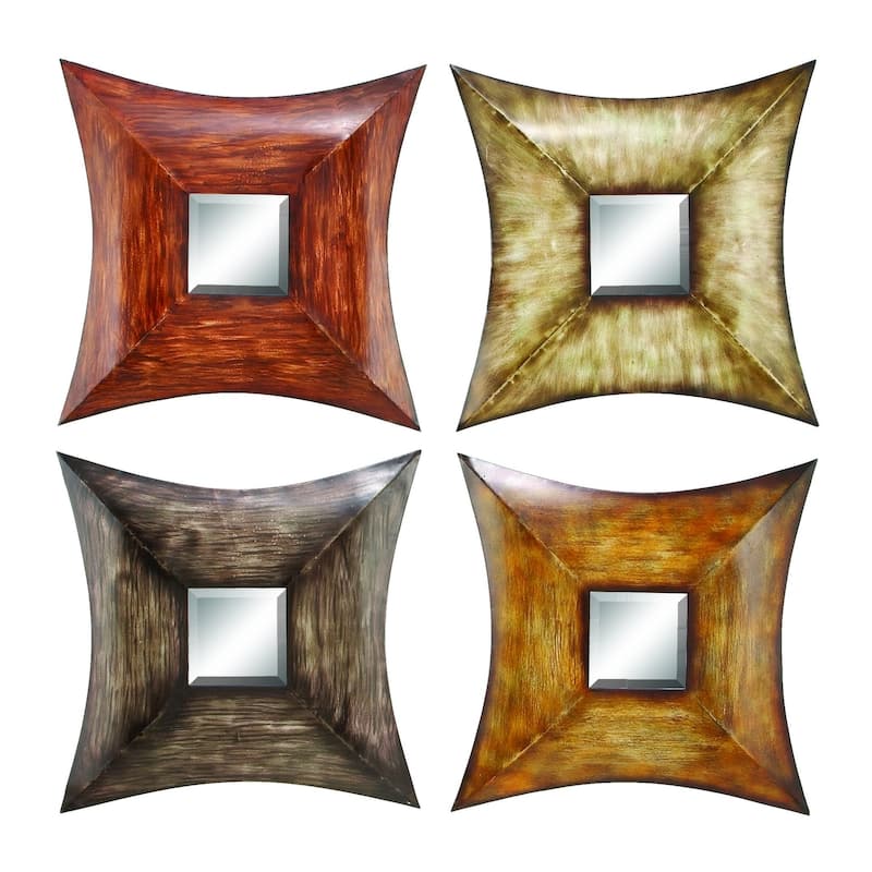 Multi Metal Rustic Wall Mirror Set of 4 16 x 16 x 1 - 16 X 16
