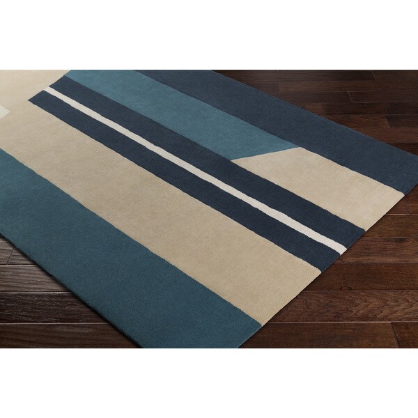 Carson Carrington Nadendal Hand-Tufted Abstract Stripe Wool Area Rug - 5' x 7'6"