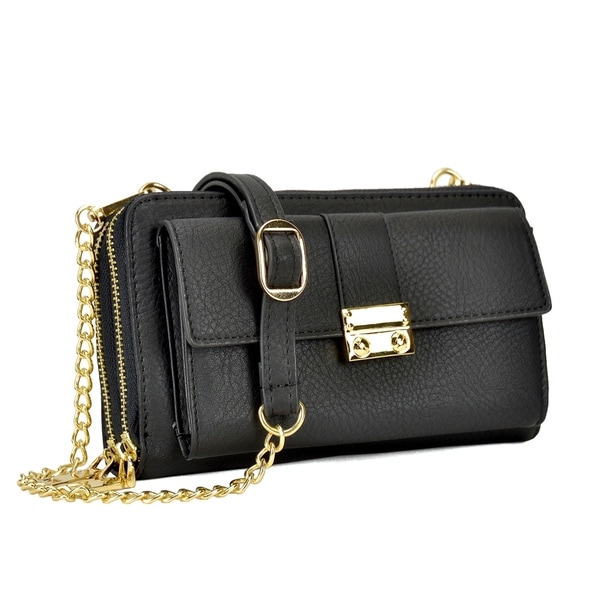 Shop Dasein Double layer Zip Around and Front Snap Slot Wallet with Chain Shoulder Strap - On ...