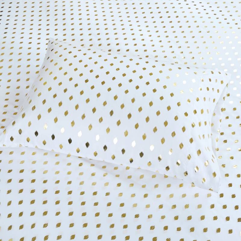 Intelligent Design Metallic Dot Printed Bed Sheet Set