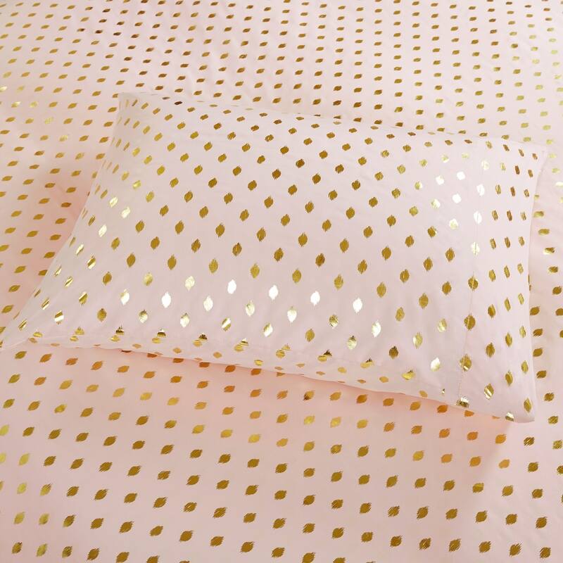 Intelligent Design Metallic Dot Printed Bed Sheet Set