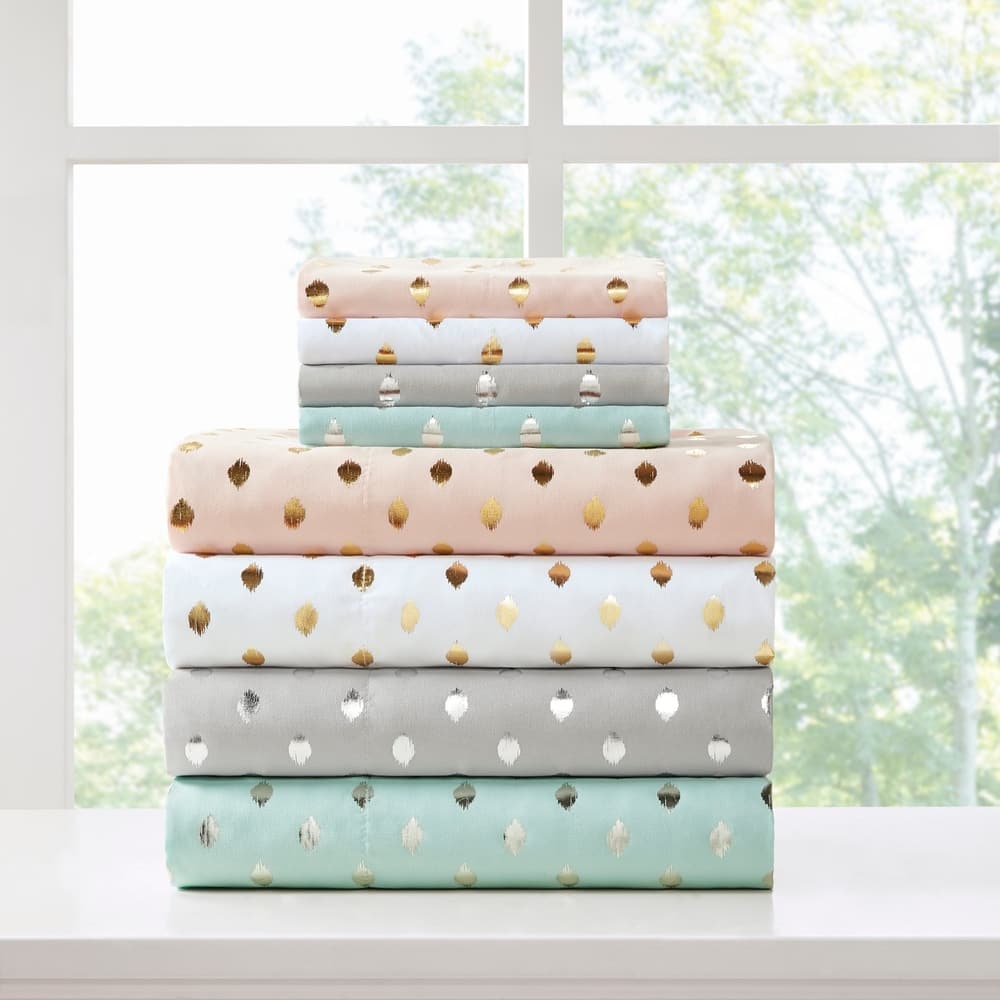 Intelligent Design Metallic Dot Printed Bed Sheet Set