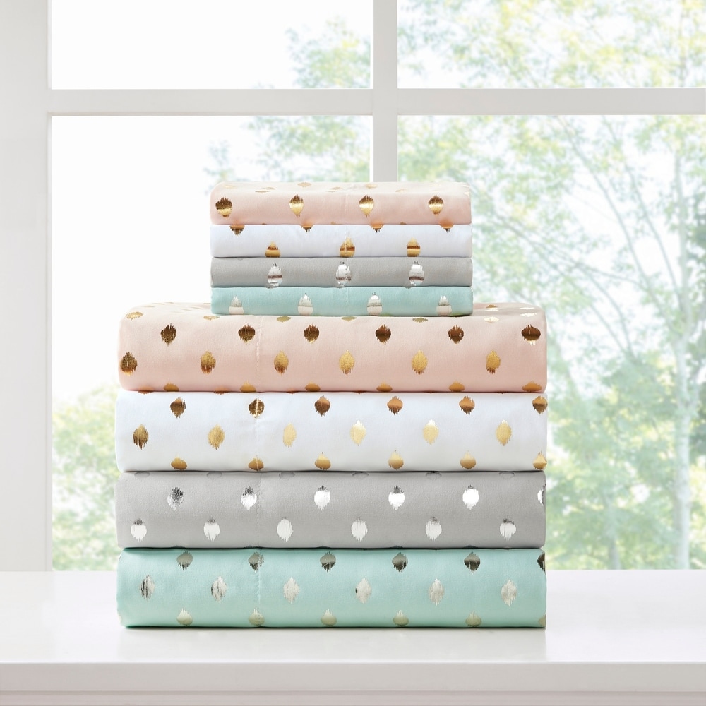 Intelligent Design Metallic Dot Printed Bed Sheet Set