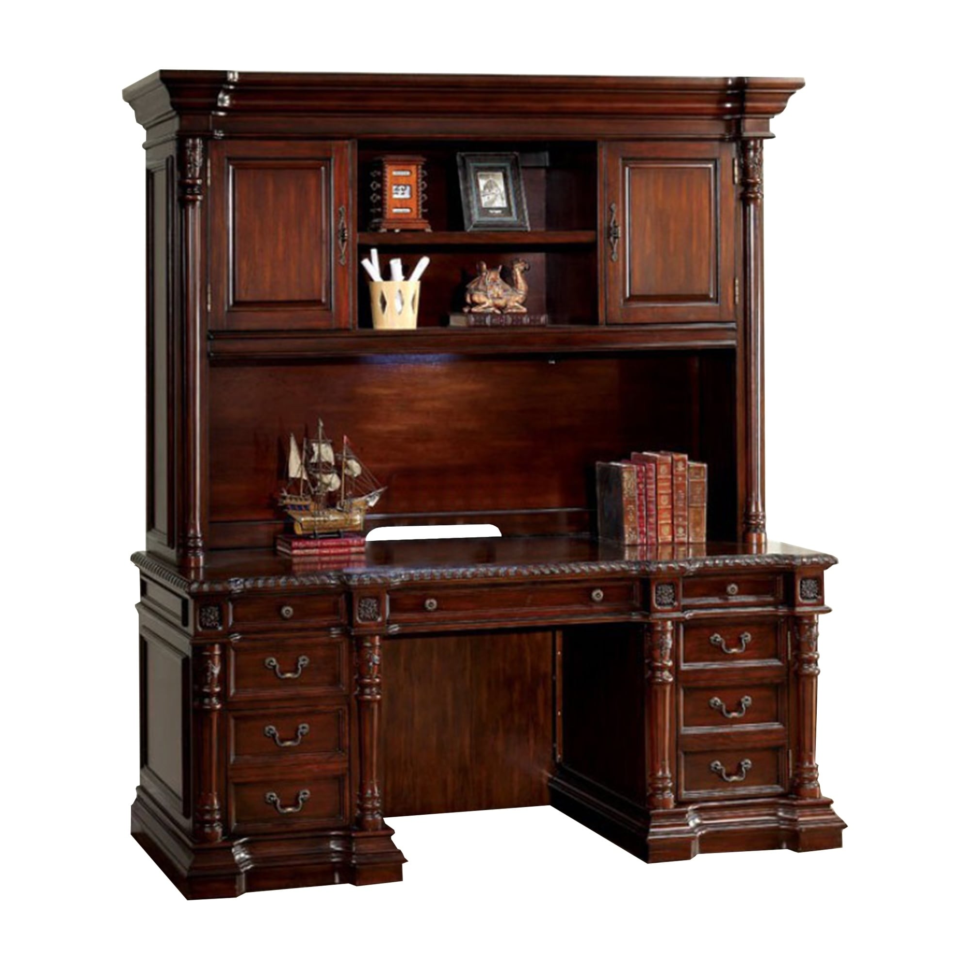 Shop Multistorage Traditional Desk Hutch Cherry Brown Free