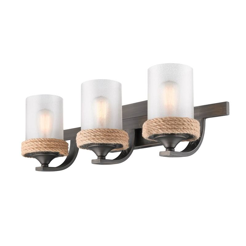 Chatham 3-Light Bath Vanity in Gunmetal Bronze with Clear Sandblasted Glass