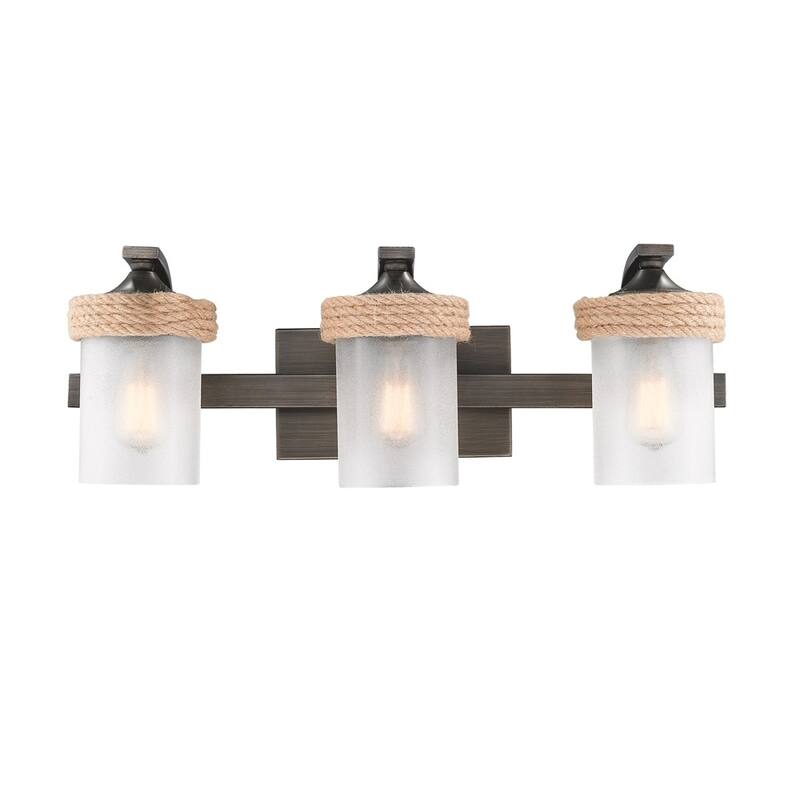 Chatham 3-Light Bath Vanity in Gunmetal Bronze with Clear Sandblasted Glass