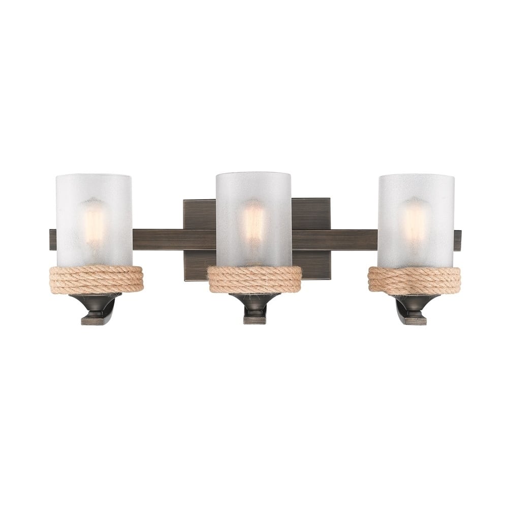Chatham 3-Light Bath Vanity in Gunmetal Bronze with Clear Sandblasted Glass