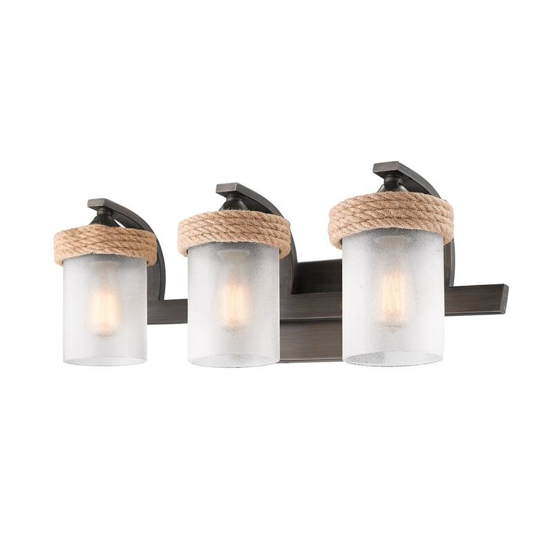 Chatham 3-Light Bath Vanity in Gunmetal Bronze with Clear Sandblasted Glass