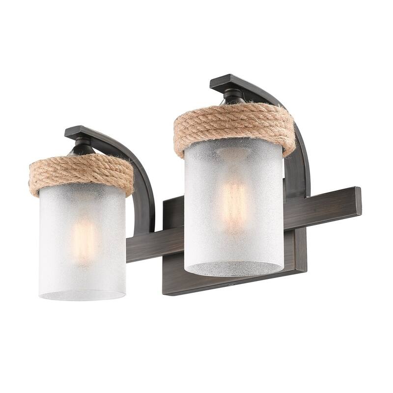 Chatham 2-Light Bath Vanity in Gunmetal Bronze with Clear Sandblasted Glass