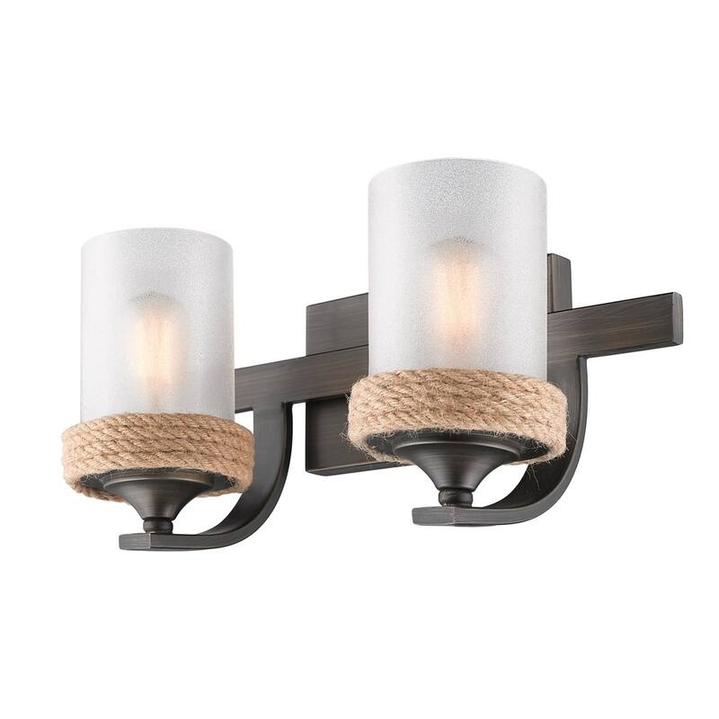 Chatham 2-Light Bath Vanity in Gunmetal Bronze with Clear Sandblasted Glass