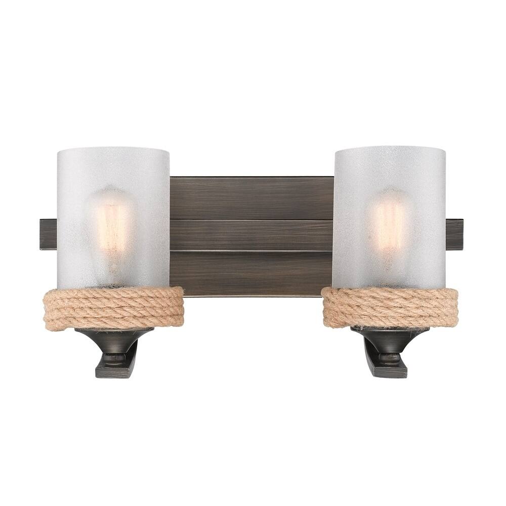 Chatham 2-Light Bath Vanity in Gunmetal Bronze with Clear Sandblasted Glass