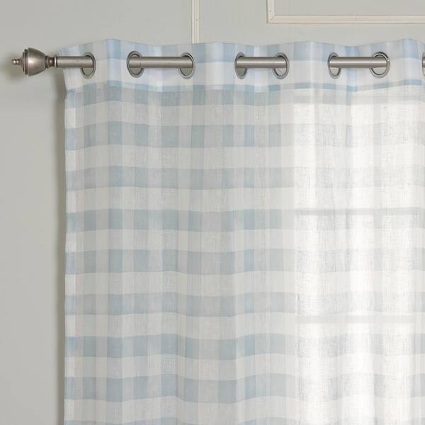 Shop Aurora Home Faux Linen Watercolor Check Curtain Panel Pair
