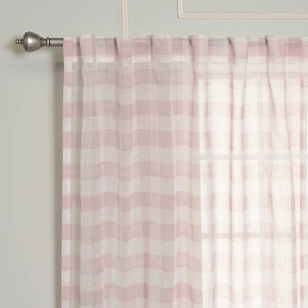 Shop Aurora Home Faux Linen Watercolor Check Curtain Panel Pair