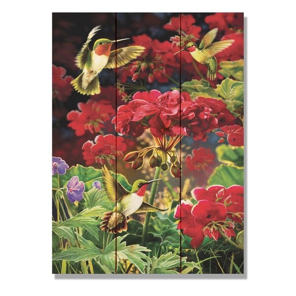 Giordano's Hummingbird & Geranium - 11x15 Indoor/Outdoor Wall Art - Multi-color