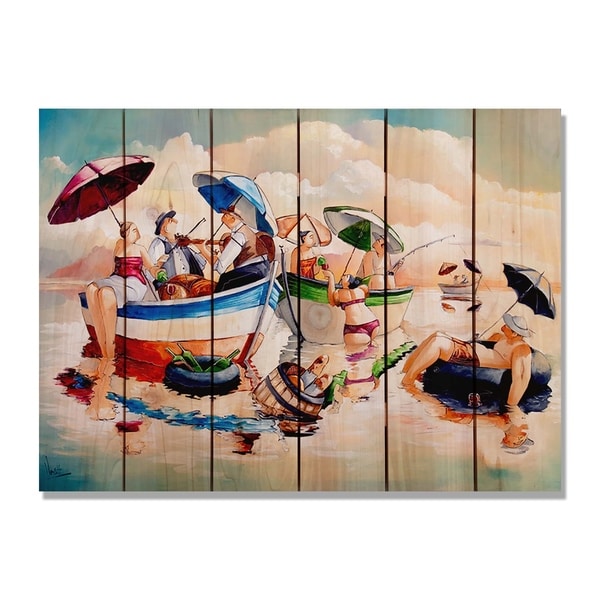 West's Water Party - 33x24 Indoor/Outdoor Cedar Wall Art - Multi-color