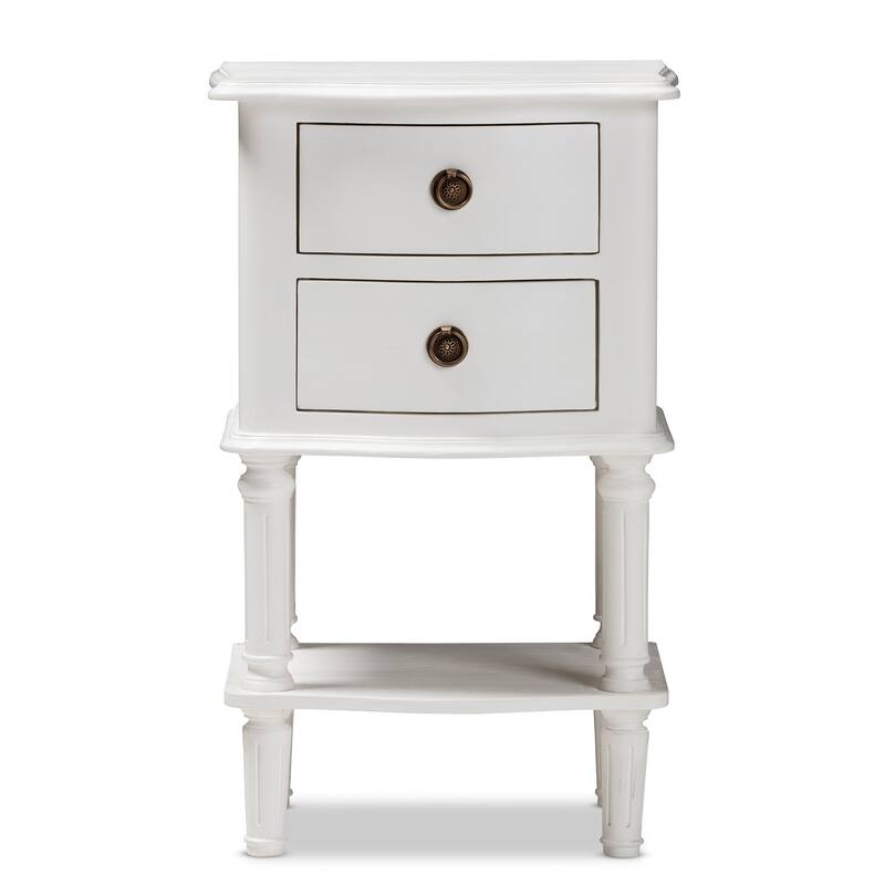 Farmhouse White Finished 2-Drawer Nightstand by Baxton Studio