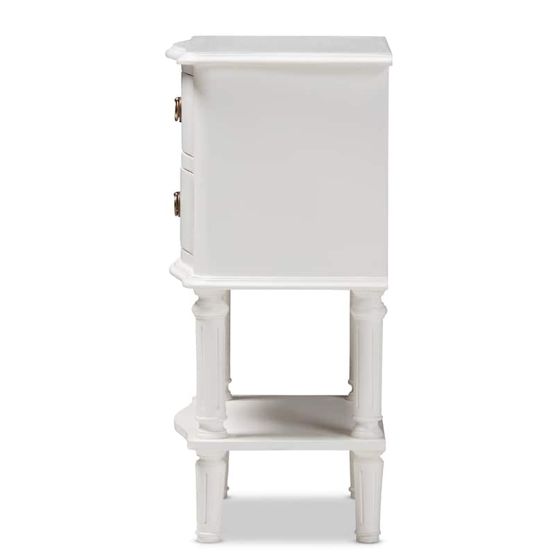 Farmhouse White Finished 2-Drawer Nightstand by Baxton Studio
