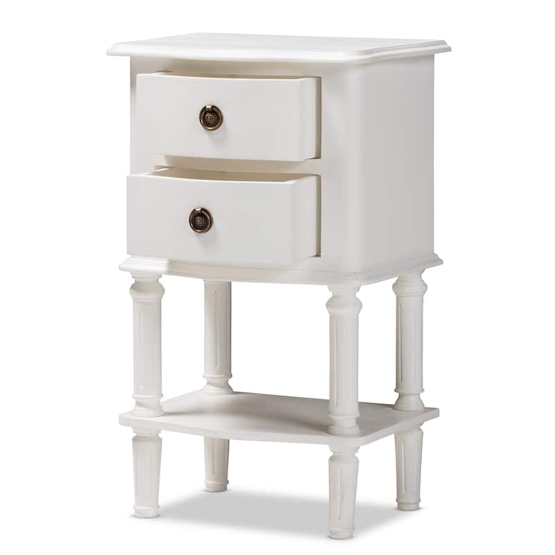 Farmhouse White Finished 2-Drawer Nightstand by Baxton Studio