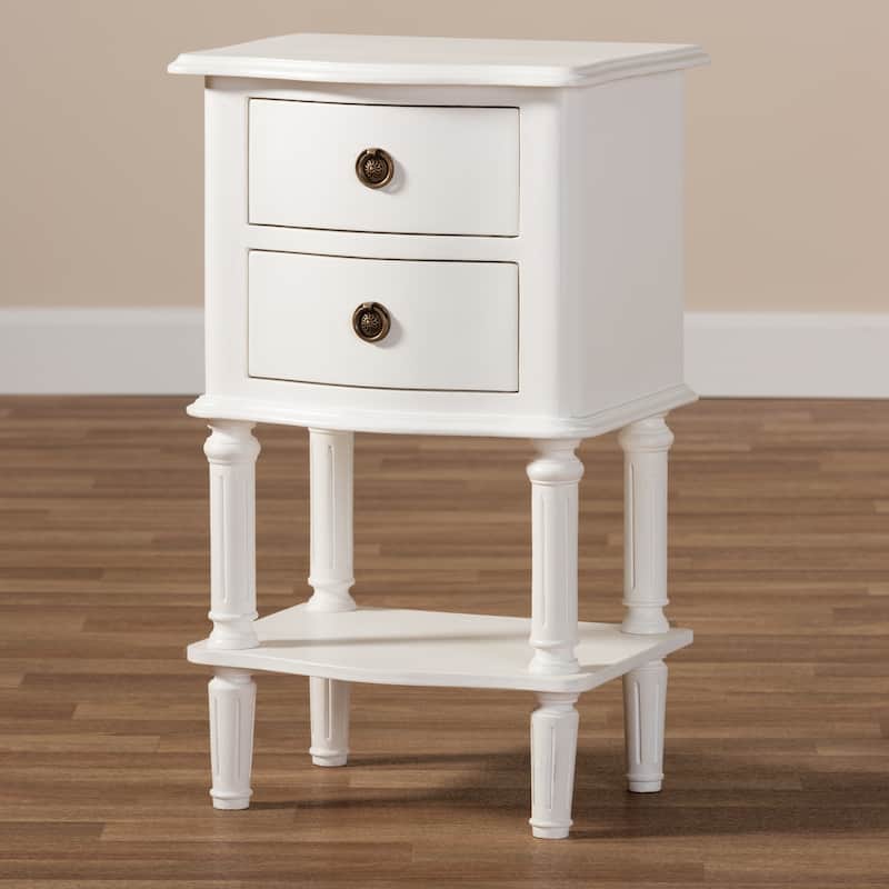 Farmhouse White Finished 2-Drawer Nightstand by Baxton Studio