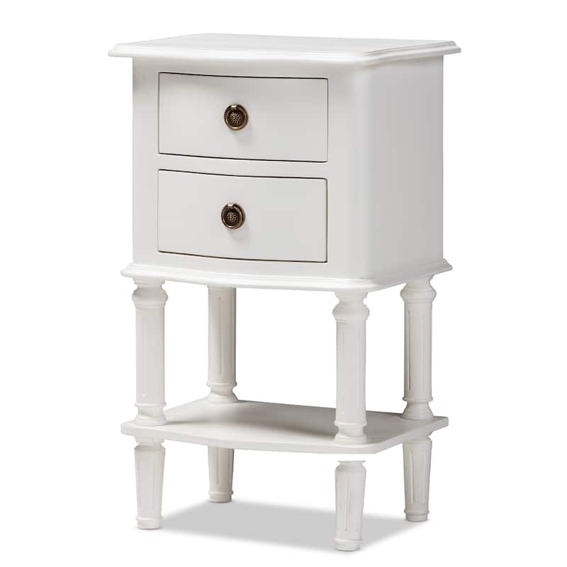 Farmhouse White Finished 2-Drawer Nightstand by Baxton Studio