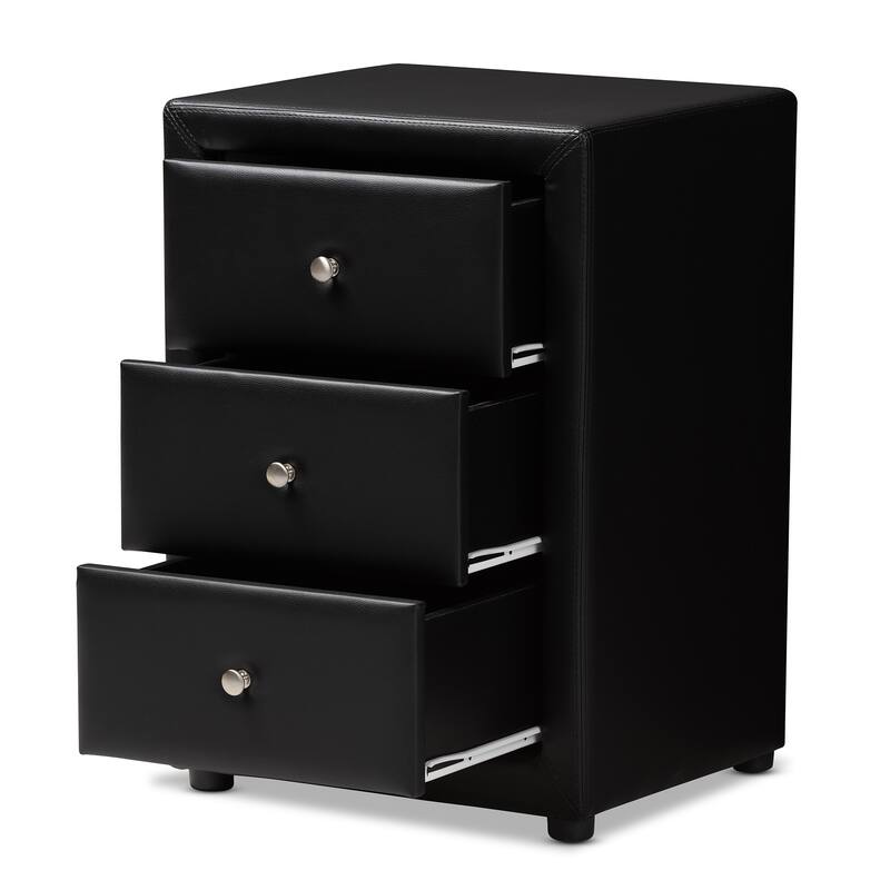 Contemporary Upholstered 3-Drawer Nightstand by Baxton Studio