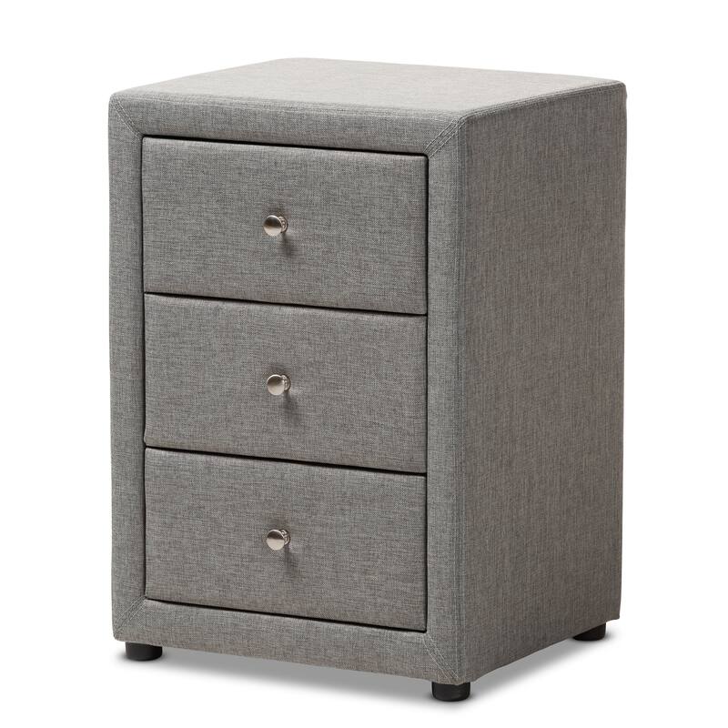 Contemporary Upholstered 3-Drawer Nightstand by Baxton Studio