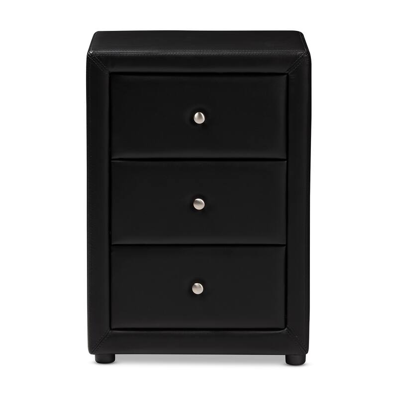 Contemporary Upholstered 3-Drawer Nightstand by Baxton Studio