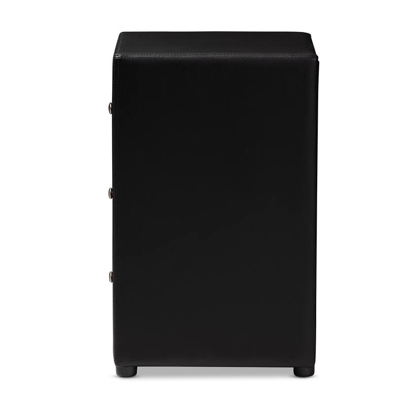 Contemporary Upholstered 3-Drawer Nightstand by Baxton Studio