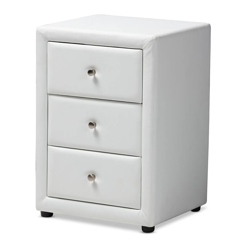 Contemporary Upholstered 3-Drawer Nightstand by Baxton Studio