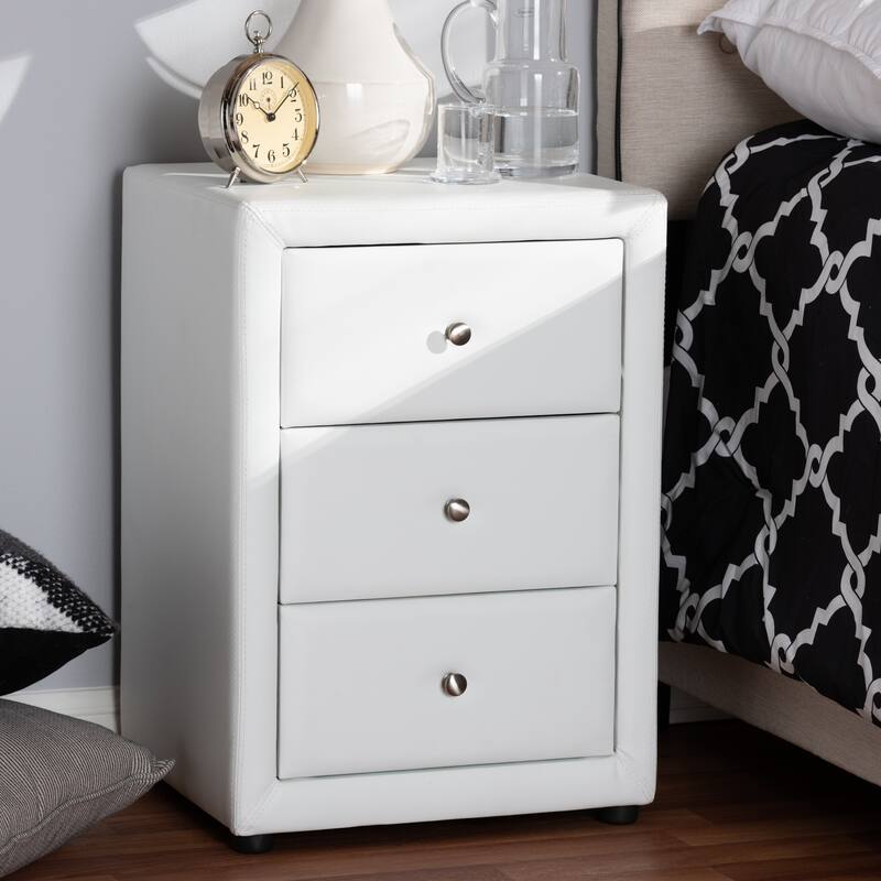 Contemporary Upholstered 3-Drawer Nightstand by Baxton Studio