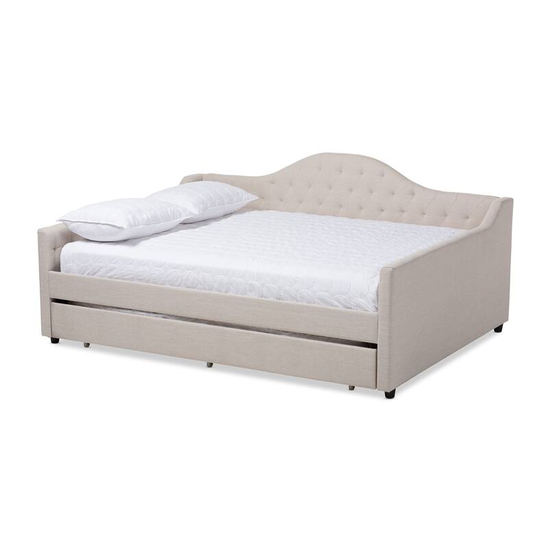 Eliza Contemporary Daybed with Pull-out Trundle by Baxton Studio - Beige - Queen