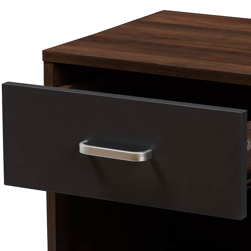 Contemporary 1-Drawer Brown and Grey Nightstand by Baxton Studio