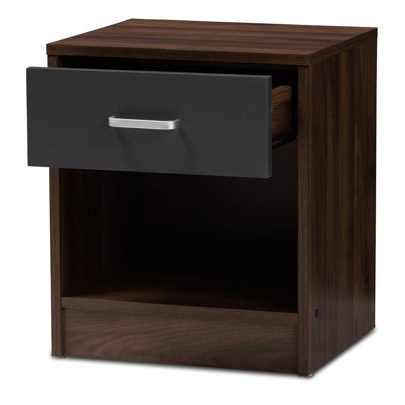 Contemporary 1-Drawer Brown and Grey Nightstand by Baxton Studio