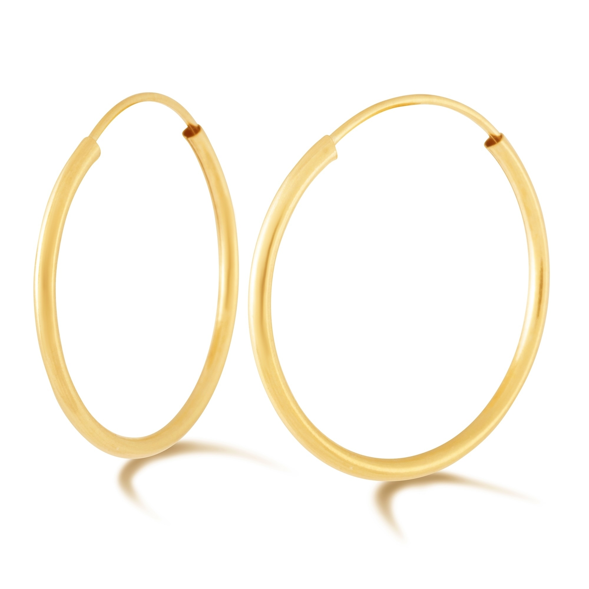 1 Pair 14k Solid Yellow Gold Diamond Cut Hoop Endless Ladies Earrings 2 x 18MM 