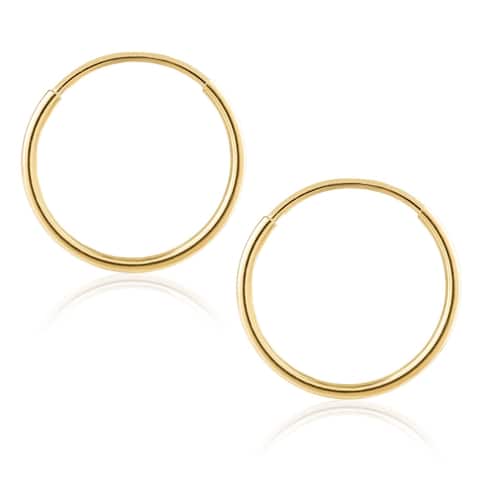14K Gold Endless Hoop Earrings 1-1.5mm Thick 10mm-60mm Diameters - Yellow Gold - Yellow Gold