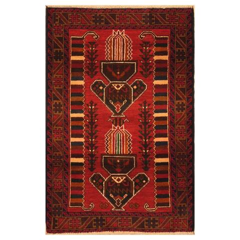 Handmade One-of-a-Kind Balouchi Wool Rug (Afghanistan) - 2'8 x 4'2