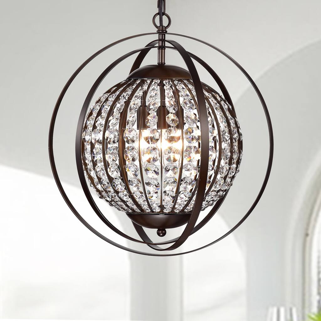 Regulus Antique Bronze 3-Light Pendant with Crystal Shade